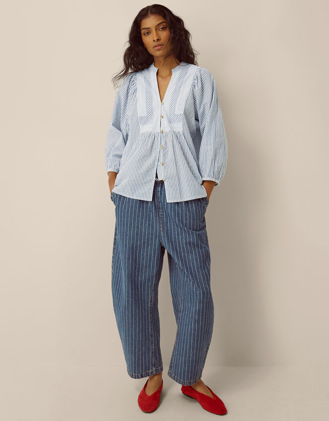 Callie Stripe Blouse, Blue (BLUE), large