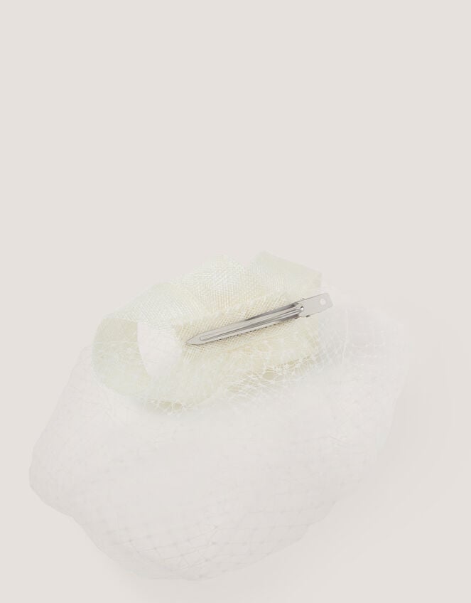 Alexia Twist Veil Fascinator Hair Slide, Ivory (IVORY), large