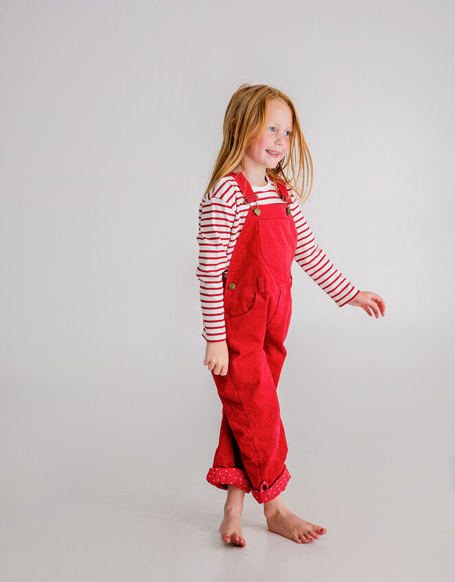 Dotty Dungarees Corduroy Dungarees, Red (RED), large