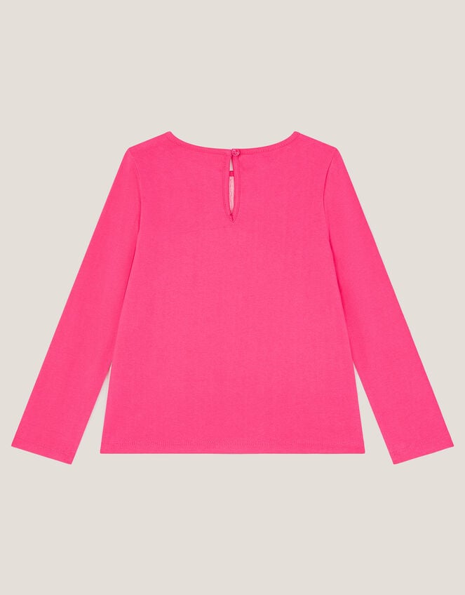 Bow Appliqué Long Sleeve Top, Purple (PURPLE), large