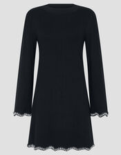 Tia Beaded Mini Jumper Dress, Black (BLACK), large