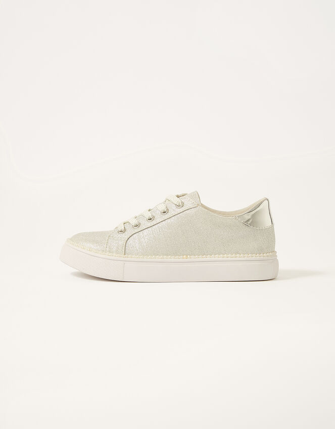 Shimmer Pearl Edge Trainers , Silver (SILVER), large