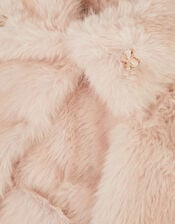 Butterfly Embellished Faux Fur Coat, Pink (PINK), large