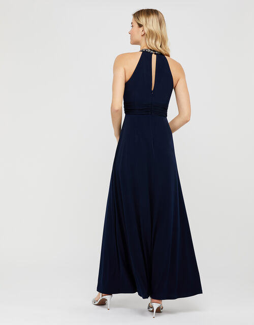 Izzie Embellished Jersey Maxi Dress, Blue (NAVY), large