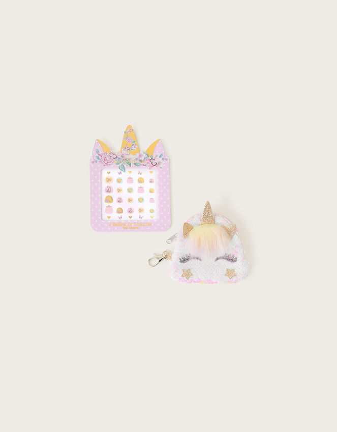 Unicorn Nail Sticker and Purse Set, , large