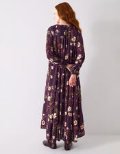 East Adelle Floral Long Sleeve Midi Dress, Red (BERRY), large