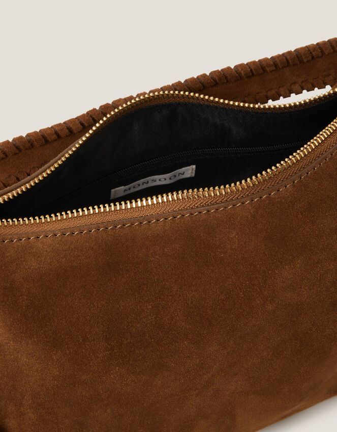 Della Suede Handbag, Tan (TAN), large