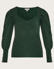 Stitch Sweetheart Neckline Jumper in Recycled Polyester, Green (GREEN), large