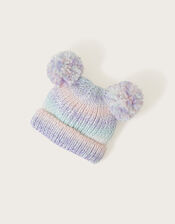 Baby Double Pom-Pom Knit Beanie, Multi (MULTI), large