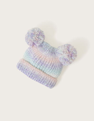 Baby Double Pom-Pom Knit Beanie, Multi (MULTI), large