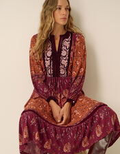 Hunter Floral Print Jersey Midi Dress, Red (BURGUNDY), large