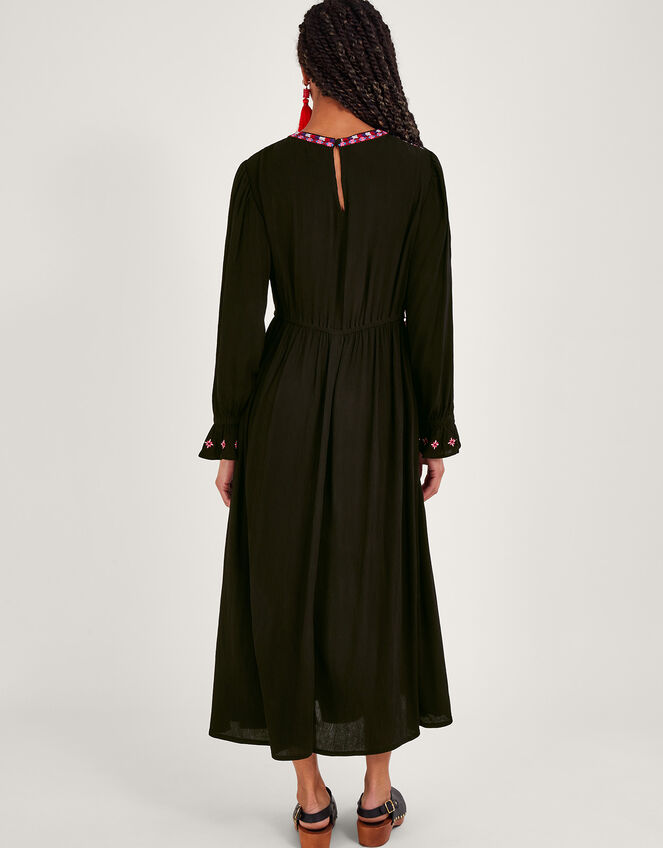 Neon Embroidered Maxi Dress, Black (BLACK), large