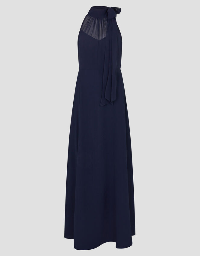Monika Halter Chiffon Maxi Dress, Blue (NAVY), large