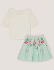 Sequin Bow Top & Floral Skirt Set, Multi (MULTI), large