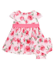 Newborn Baby Rose Print Dress, Pink (PINK), large