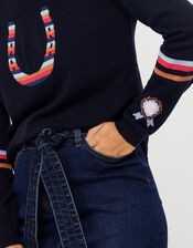Harriet Novelty Jumper in Wool Blend, Blue (NAVY), large