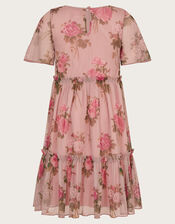 Guilia Flutter Sleeve Floral Tulle Dress, Pink (PINK), large