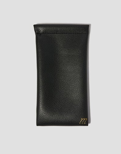 Faux Leather Sunglasses Pouch, Black (BLACK), large