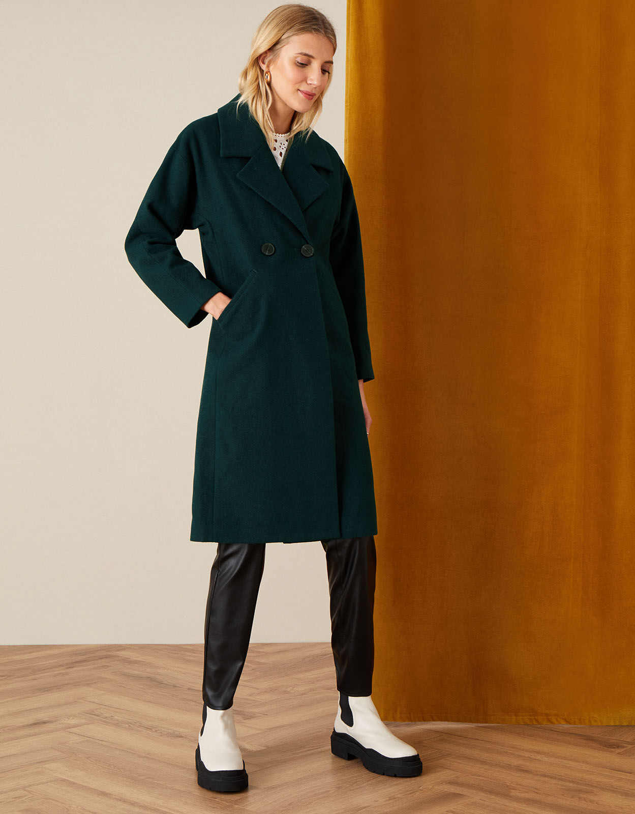 Wool blend longline coat new arrivals