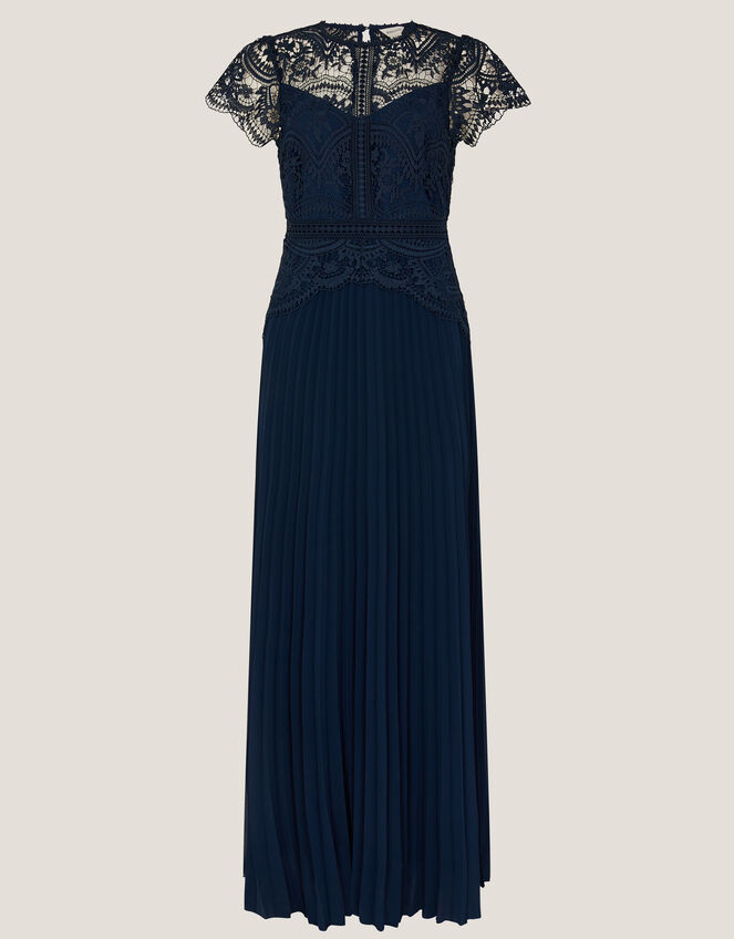 Monica Lace Pleated Bridesmaid Dress Blue