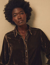 East Nyla Velvet Shirt, Green (OLIVE), large