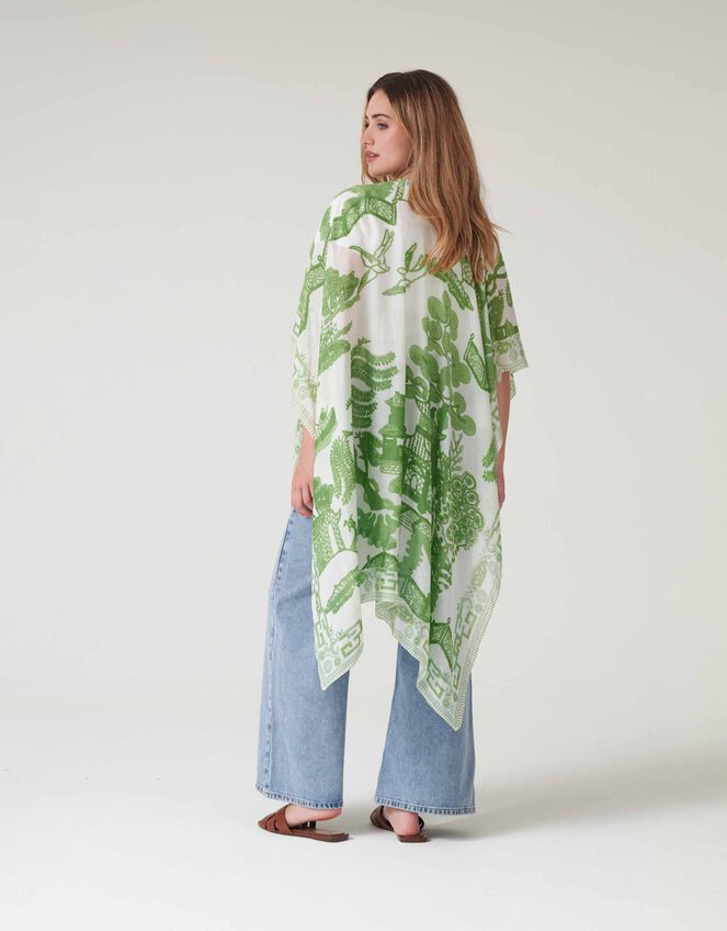One Hundred Stars Giant Willow Print Kimono, Green (GREEN), large