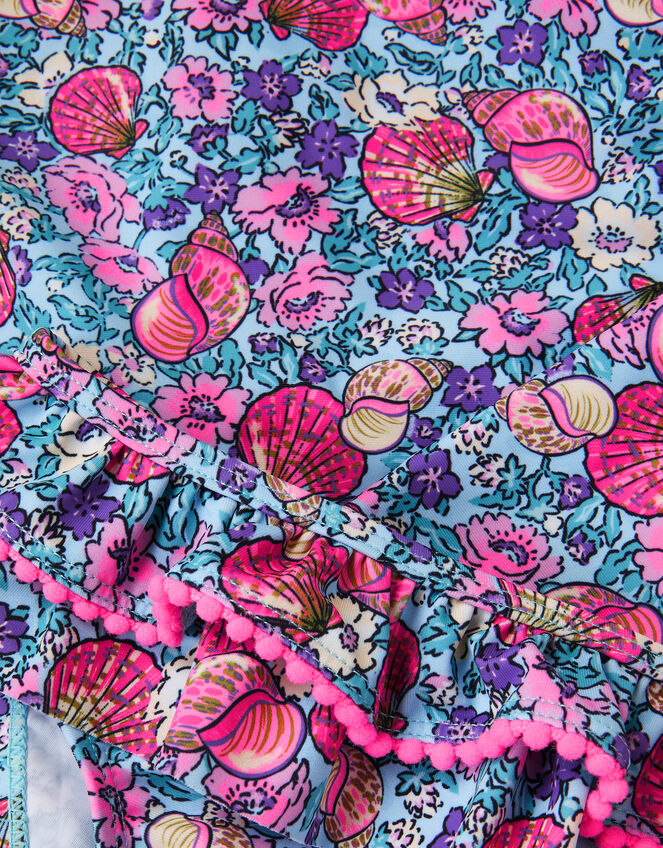 Floral Shell UPF50+ Rash Vest Swim Set, Blue (BLUE), large