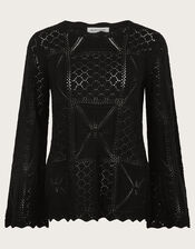Pax Pointelle Jumper, Black (BLACK), large