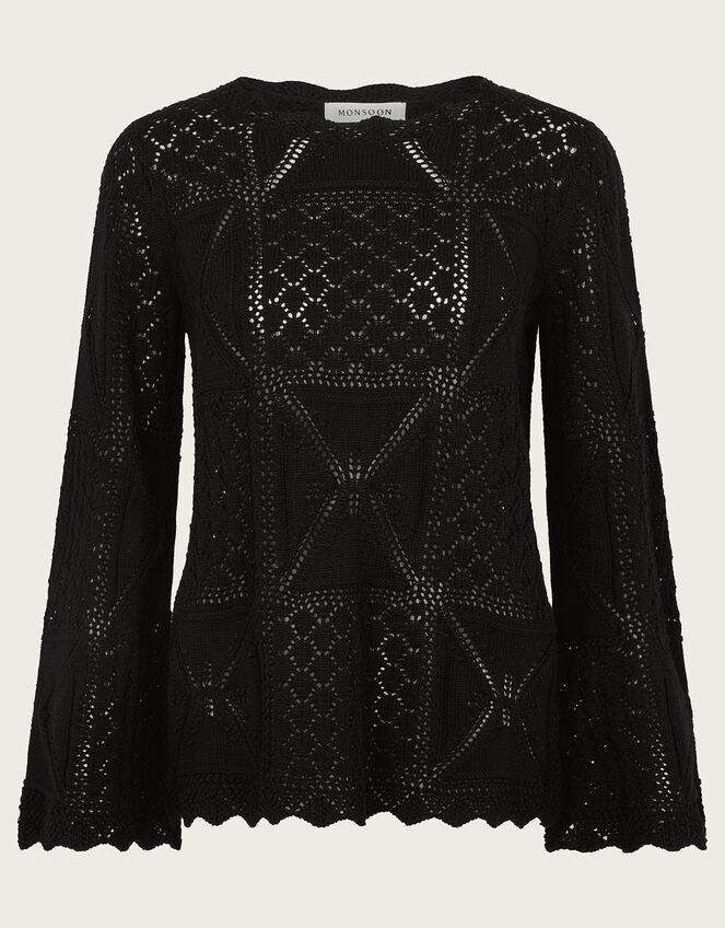 Pax Pointelle Jumper, Black (BLACK), large