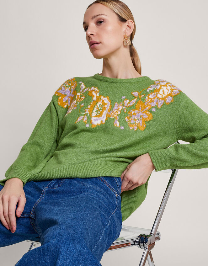 Josie Jacquard Jumper, Green (GREEN), large