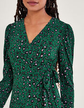 Print Wrap Dress, Green (GREEN), large
