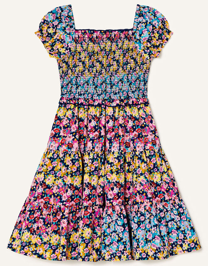 Ditsy Floral Tiered Dress, Blue (NAVY), large