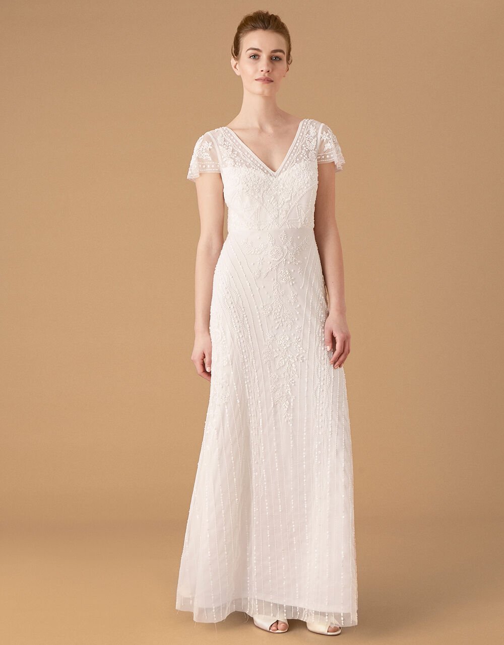 Wedding The Bride | Marilyn Floral Embellished Bridal Dress Ivory - YA45856