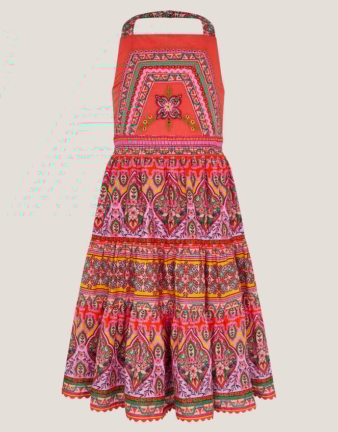 Heritage Print Halter Dress, Orange (ORANGE), large