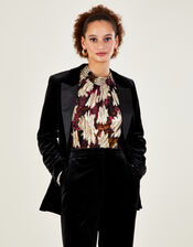 Jeanne Velvet Jacket with Recycled Polyester, Black (BLACK), large