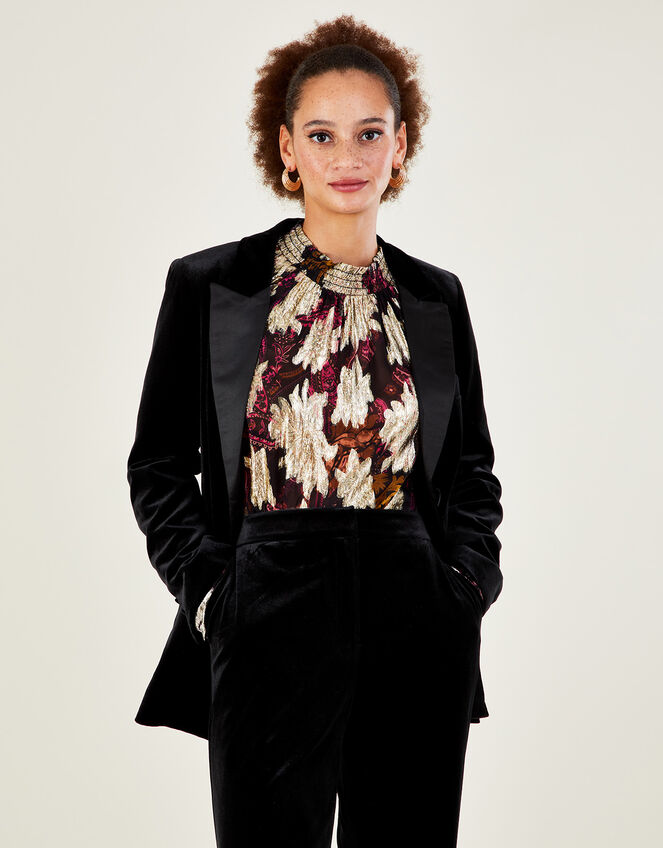 Jeanne Velvet Jacket with Recycled Polyester, Black (BLACK), large