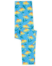 Frugi Floral Print Leggings, Blue (BLUE), large