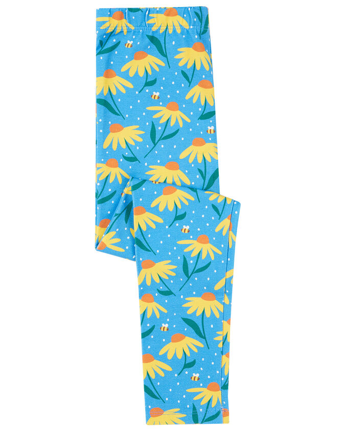 Frugi Floral Print Leggings, Blue (BLUE), large
