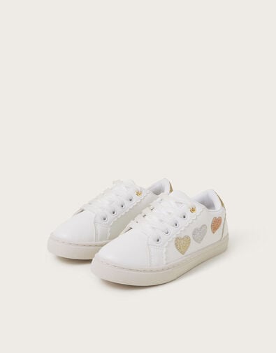 Sparkle Heart Trainers, Ivory (IVORY), large