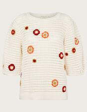 Floral Embroidered Jumper, Ivory (IVORY), large