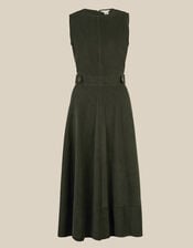Ella Sleeveless Corduroy Midi Dress, Green (KHAKI), large