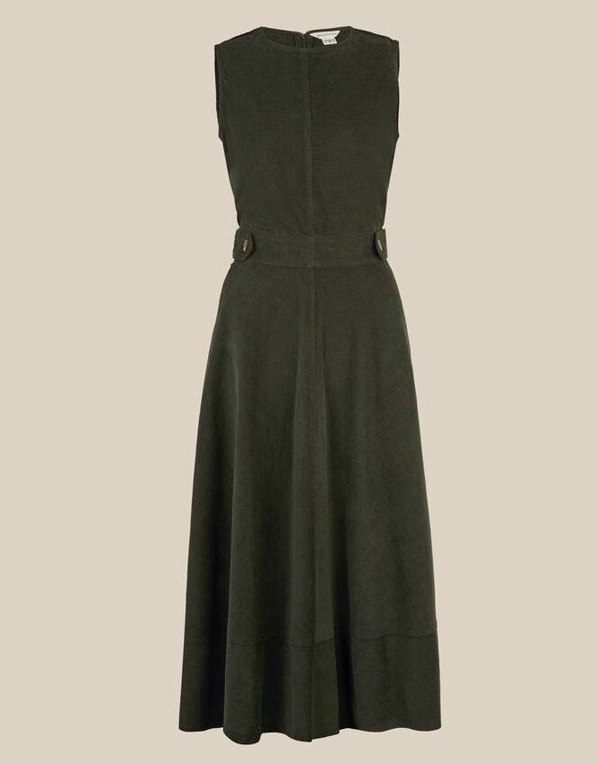 Ella Sleeveless Corduroy Midi Dress, Green (KHAKI), large