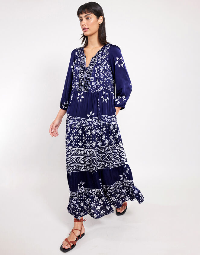 East Chrissie Batik Print Dress, Blue (NAVY), large