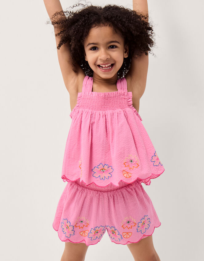 Floral Embroidered Cami Top & Shorts Set, Pink (PINK), large