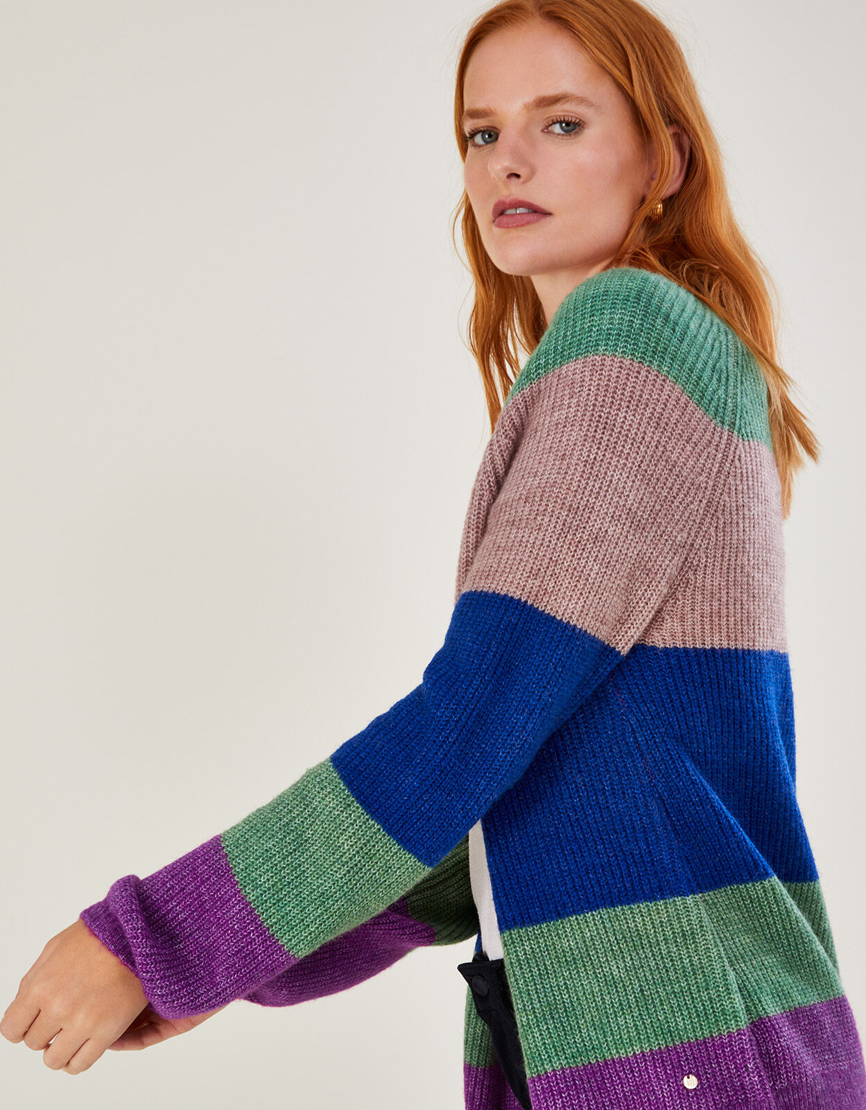 Super-Soft Edge to Edge Stripe Cardigan 