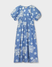 East Lottie Batik Print Midi Dress, Blue (BLUE), large