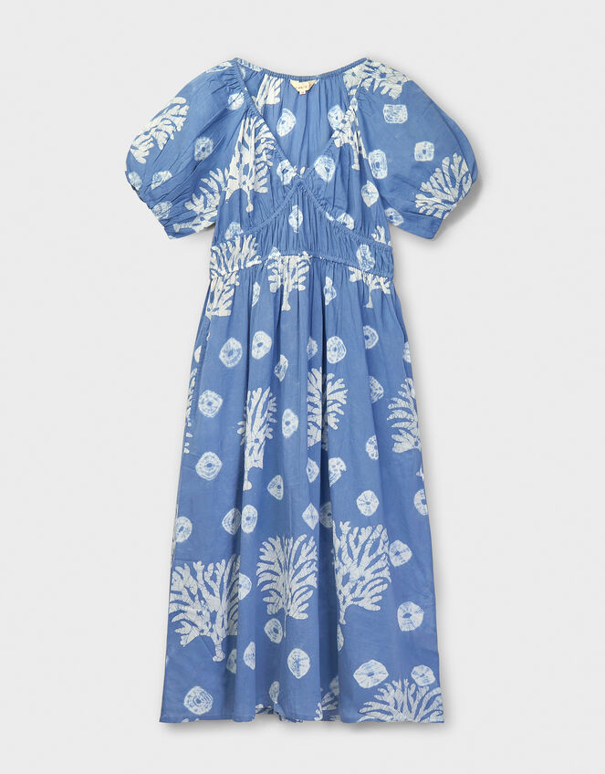 East Lottie Batik Print Midi Dress, Blue (BLUE), large
