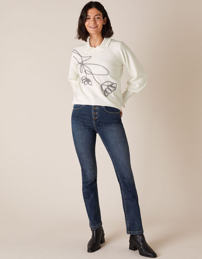 Flower Cornelli Knit Jumper, Ivory (IVORY), large