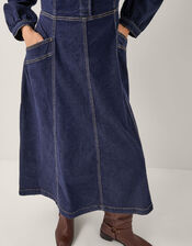 Vivian Button Denim Midi Dress, Blue (INDIGO), large