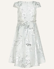 Mira Jacquard Dress, Silver (SILVER), large